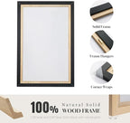 Large Framed Black and White Abstract Wall Art, 3 Piece Modern Canvas Prints Paintings Artwork for Walls, Minimalist Black Beige Gold Pictures for LIving Room Bedroom Office Wall Decor Total 30x60 In
