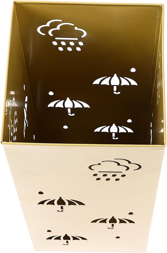 GLOGLOW Nan Metal Umbrella Stand, Carbon Steel, Stylish and Durable Umbrella Holder Bin for Entryway, Home, Office Spaces with 42x16x16cm Ornament (Gold)