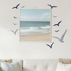 Wesiti 11 Pcs Wooden Seagull Wall Decor Nautical Theme Beach Coastal Art Small Seagull Sea Birds Wall Decor Ocean Adhesive Sculpture Vintage Ornaments for Home Bathroom(Blue)