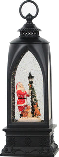 Eldnacele 12” Christmas Snow Globe Lantern Snowman with Music & Timer, USB Lined/Battery Operated Lighted Water Glittering Lantern for Christmas Festival Decoration Gifts – Santa