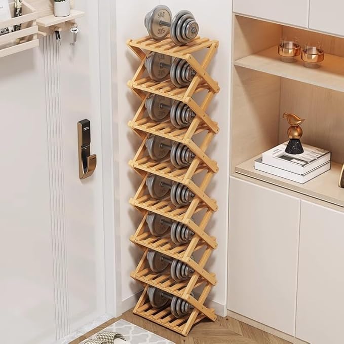 Simcat Bamboo Shoe Rack, Portable Folding Shoe Storage Rack,No Installation Free Standing Shoe Rack for Entryway, Closet, Dorm/Small Spaces (Double primary color)