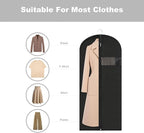 Garment Bags for Hanging Clothes, 45'' Suit Bag Cover for Storage and Travel, Dress Bags for Gowns Long, 2 Pack (Black)
