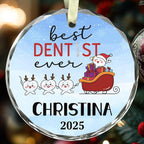 BSQUIELE Personalized Best Dentist Ever Glass Ornament 2025 - Custom Name Orthodontist Keepsake - Gift for Dental Assistant Hygienist - Unique Xmas Tree Hanging Decoration for Dental Professionals