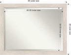 Amanti Art White Wall Mirror 35x45 Hardwood White Wash Rectangle Bathroom Mirror for Wall Decor Living Room, X-Large Country Rustic Wood Frame, Hangs Horizonally and Vertically, Bathroom Decor,