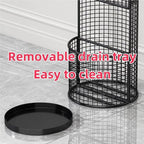 Metal Hollow Drain Rack, Freestanding Umbrella Stand Rack, Umbrella Stand with Water Tray, Multipurpose Umbrella Holder for Entrance, Office(White)