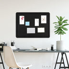 Thboxes Bulletin Board, 24" x 18" Foldable Cork Board Felt Pin Boards with 35 Pushpins Self-Adhesive Photo Decorative Felt Boards for Walls, Office, School, Classroom, Home, Bedroom - Black