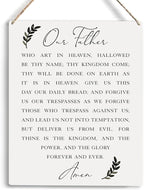 Christian Wall Art Dining Room Decor Our Father Prayer Wooden Hanging Sign Farmhouse Wall Decoration for Home Living Room Bedroom Bible Verse Sign Religious Home Wall Decor 10x8 Inches
