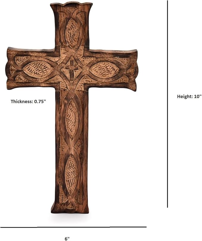 IBLAY Wall Mounted Wall Hanging Wooden Christ Cross Crucifix Catholic Mango Wood Crucifix for Home, Church and Chapel Decoration (Style-1) (10x6 Inch)