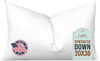 Pillowflex Synthetic Down Pillow Insert - 20x36 Down Alternative Pillow, Ultra Soft King Bed Sleeping Pillow, Large Rectangle Sham - 1 Decorative Pillow Form