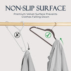 HOUSE DAY Taupe Velvet Hangers 60 Pack, Non Slip Clothes Felt Hanger Heavy Duty for Coat, Premium Slim Space Saving Suit Hangers for Closet Organizer, 360° Rotating Silver Hook