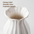 White Ceramic Vase, 7.8 Inch Flower Vase Home Decor Modern Decorative Vases for Bouquet, Unique Vases for Farmhouse Living Room Cabinet Table Centerpieces Wedding Decorations