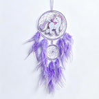 Handmade Dream Catcher, Animal Design Feather Dream Catchers Wall Decoration, Art Craft Feather Wall Decor for Home, Gift for Girls Kids Women (Purple)