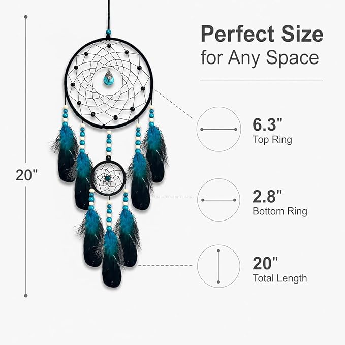 Dream Catchers for Adults Room Decor Blue Feather Dreamcatcher for Kids Boys Bedroom Wall Art Ornament Hanging Craft Gifts