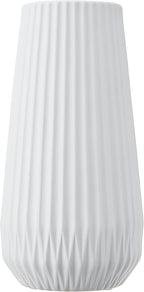Bloomingville Tall White Ceramic Fluted Vase