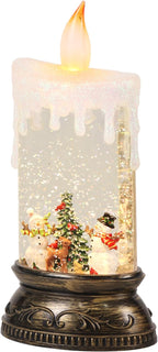 Eldnacele Christmas Music Snow Globe Lantern with Timer Battery Operated & USB Powered Lighted Snowman Deer Singing Snow Globe Candle Lamp Spinning Water Glitters Indoor Christmas Decorations