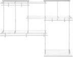 ClosetMaid ShelfTrack Wire Closet Organizer System, Adjustable from 5 to 8 Ft., with Shelves, Clothes Rods, Shoe Shelf, Hardware, Durable Steel, White