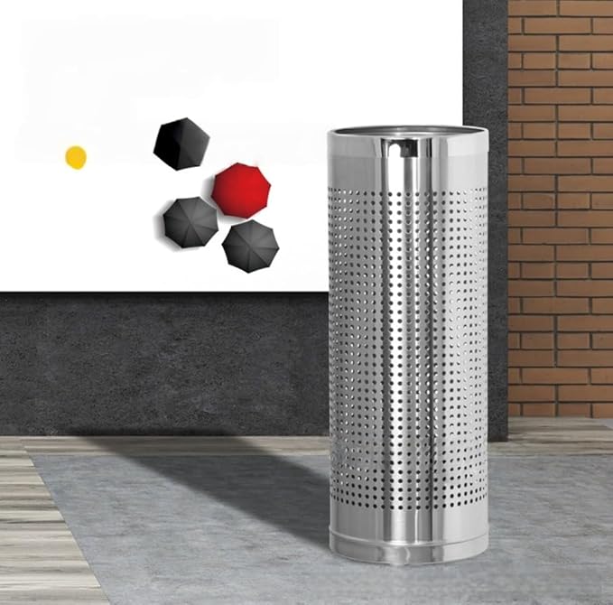 Stainless Steel Umbrella Stand Umbrella Storage Bin Space-Saving Perforated for Home Office Entryways Hotels (B)
