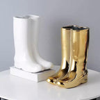 GLigeT Umbrella Stand Holder, Creative Boots Shape, Porcelain Ceramic, White