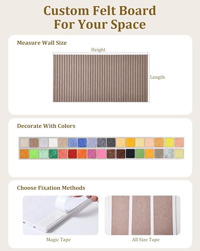 Custom Large Cork Board By Size & Color, Anti-Drilling Felt Material Bulletin Board, Largest 94 * 47" Custom Size Picture Board for Office Living Room Bed Room Wall