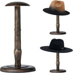 CHADWICK Vintage Style Hat Rack Stand, Rustic Brown Hat Display Stand Wood, Hat Rack Tabletop Cap Organizer and Display Rack, Wig Holder Cowboy Hat Rack Hat Organizer for Closet, Home Decor