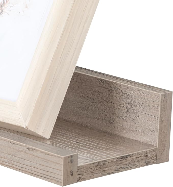 HOOBRO Floating Shelves, Wall Shelf Set of 3, 47.2 Inches Hanging Shelf with Raised Edge and Invisible Brackets, for Bathroom, Bedroom, Kitchen, Office, Living Room Decor, Greige BG92BJ01