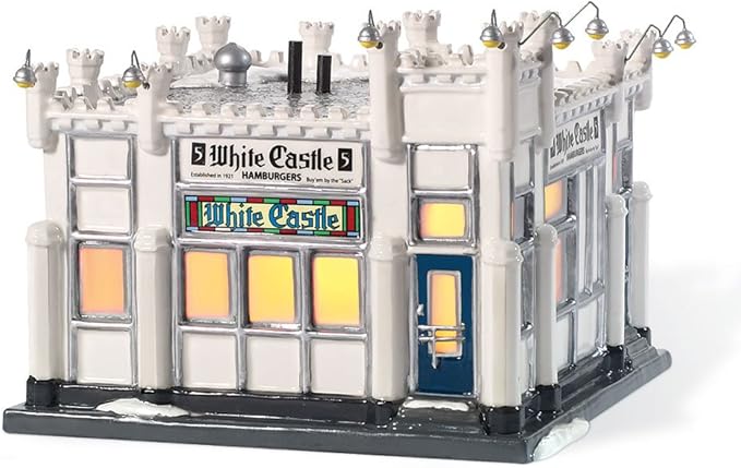 Department 56 Snow Village White Castle Hamburger Restaurant Miniature Lit Building