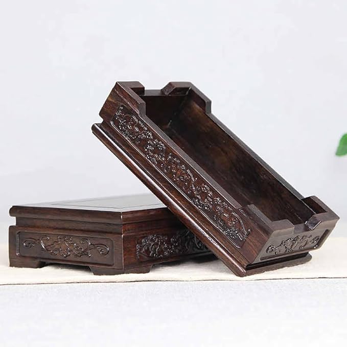 GOLDY&WENDY Asian Indoor Home Decor Base Square Solid Wood Flower Pot Plant Buddha Statue Display Stand Home Decor Pedestal