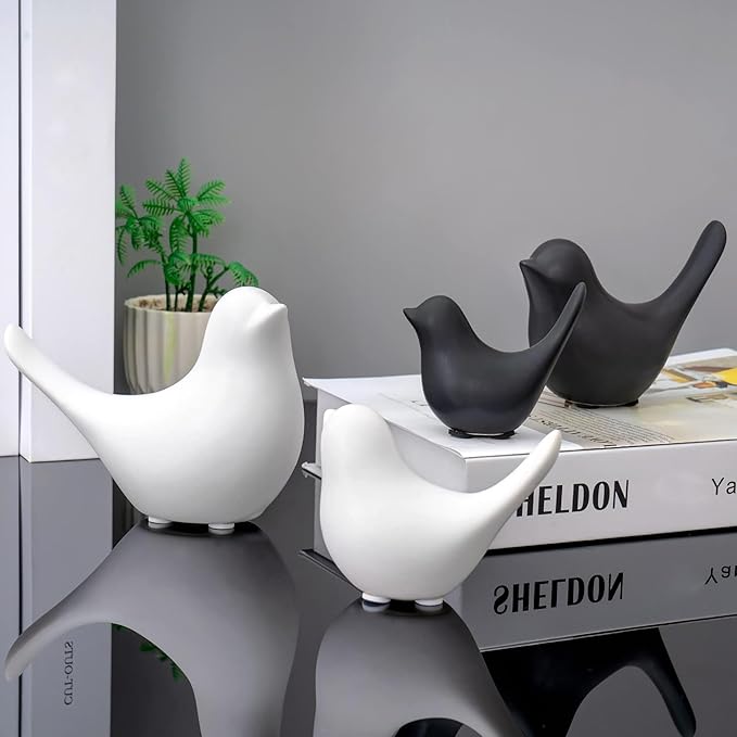 FANTESTICRYAN Small Animal Statues Home Decor Modern Style White Decorative Ornaments for Living Room, Bedroom, Office Desktop, Cabinets