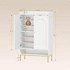 Shoe Cabinet with Doors, 7-Tier Shoe Storage Cabinet with Adjustable Shelves, Wooden Shoes Organizer Cabinets with Top Storage Layer, 28-32 Pairs, for Entryway, Hallway, White SR68703A