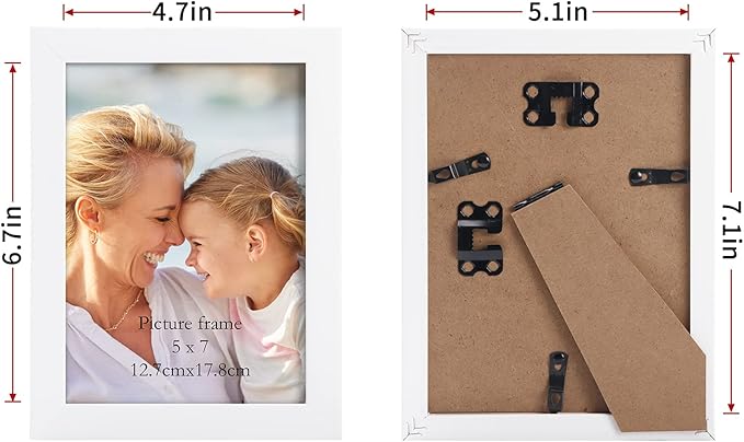 Lyeasw 5x7 Picture Frames White 12 Pack, Multi 5 by 7 Photo Frame with HD Glass for Wall Mount or Tabletop Display