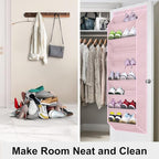 SLEEPING LAMB Over The Door Shoe Organizer for Closet, Kids Sneaker Storage for Hanging Shoe Rack for Door with Large Deep Pockets for Toddler, Girl, Baby Room Decor, Pink