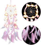 LED Light Up Feather Dream Catcher for Bedroom, Cat Shaped Lighted Dream Catcher with LED Fairy Lights for Girls Boys Kids Adults Room Decor Boho Decor Ornament Craft Gift