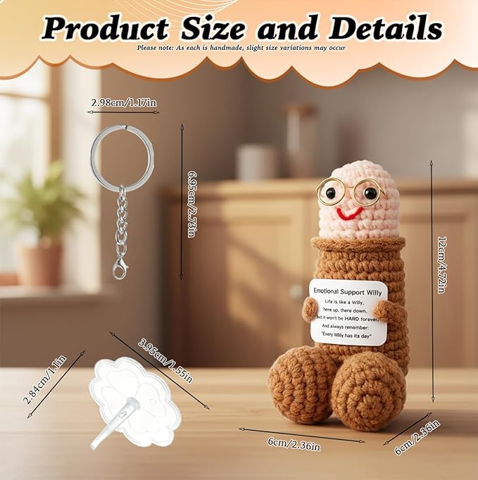 Funny Gag Doll Emotional Support Stuffed Positive Crochet Animals Pickle Gifts for Men Women Brother,Weird Things Stuff Office
