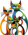 Wesiti Cat Wall Art Decor Iron Wall Sculptures Decor for Cats Lover 13.78 x 11.02 Inches Colorful Mid Century Retro Cat Signs for Home Living Room Bedroom Kitchen Office