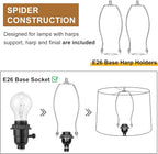 Burlap Lampshades Set of 2, 11.6" Top x 12.6" Bottom x 9.8" High, Brown Drum Shades for Table & Floor Lamps (Spider Fitter), Hand Crafted, Assembly Required
