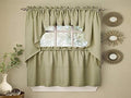 Sweet Home Collection Opaque Rib Cord Kitchen Curtains Pair, 24" Tier, Ribcord Sage
