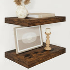 Vivelove 12" Deep Floating Shelves for Wall 16" Long, Wall Shelves for Living Room Bedroom Bathroom Kitchen Laundry Room, Farmhouse Rustic Shelves for Home Decor, 16" X 12" X 2" Set Of 2, Rustic Brown