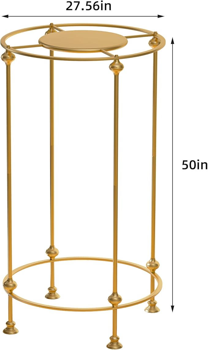 Round Clothes Display Retail Rack, Floor-Standing Heavy-Duty Garment Hanging Rack, Clothing Racks with Topper, Multi-Purpose Clothing Organizer for Boutique Retail Store Laundry Home Gold