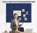 Large Cork Board Alternative 36" X 24" Bulletin Board - 6 Pack Removable Felt Wall Tiles with 20 pushpins, Large Cork Boards for Walls Cork Board for Office Pin Board Tack Board - Denim Blue