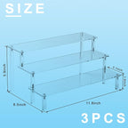Hoewina 3PCS Acrylic Risers Display Stands, 3 Tier Perfume Organizer Display Shelf & Versatile Cupcake Stand Holder, Display Risers for Figures, Dessert Shelves for Party for Decoration and Organizer