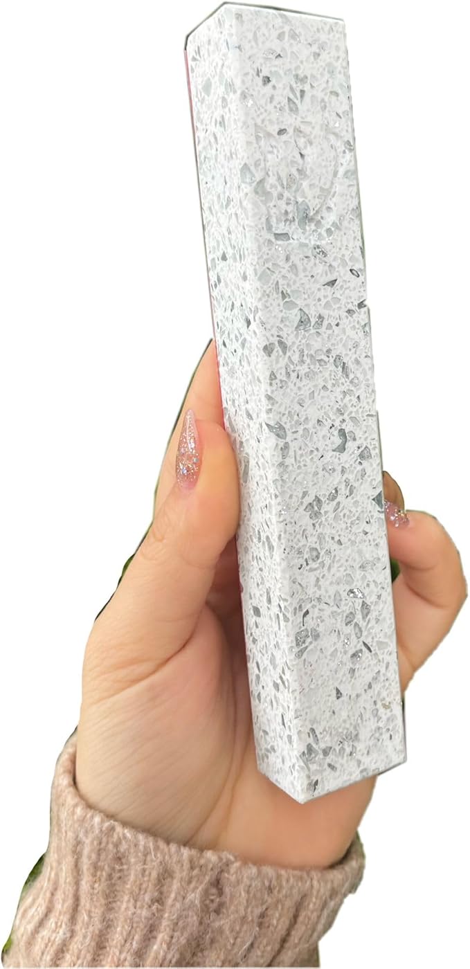 A&S Mezuzot Quartz Mezuzah Case with Engraved Shin Design Easy Peel and Stick Judaica Door Mezuza (White Speckled, 6 Inches)