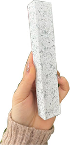 A&S Mezuzot Quartz Mezuzah Case with Engraved Shin Design Easy Peel and Stick Judaica Door Mezuza (White Speckled, 6 Inches)