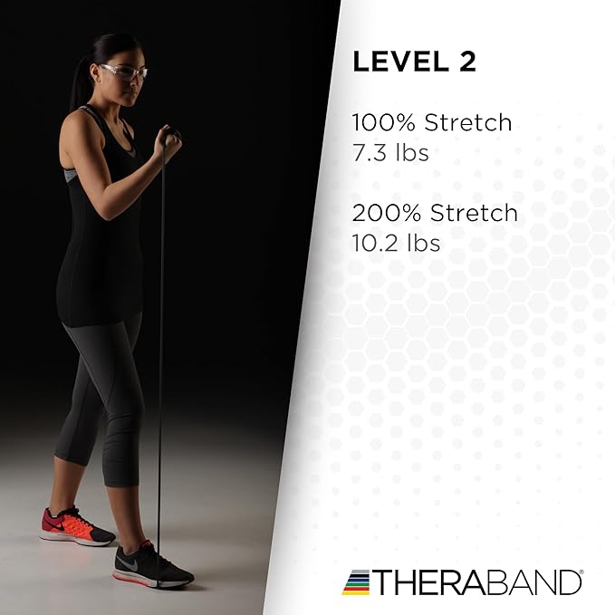 THERABAND Latex Resistance Tubing, Red, Medium Level 2, 100 ft Roll, Professional Grade Resistance Band for Exercise, Upper and Lower Body Workouts, Cut-to-Length, Color-Coded Levels