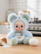 6" Hand-Painted Porcelain Face Doll with Acrylic Cotton Body, Small Ceramic Collectible Doll for Shelf & Desk Decor, Aesthetic Home Display, Collectors & Unique Birthday Gift (Blue)