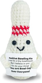 Positive Crochet Bowling Ball,Handmade Collectible Bowling,Cute Emotional Support Decor,Creative Bowlingball with Encouraging Card Funny Positive Gifts for Family Friends