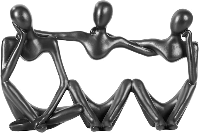 BMLCGJ Thinker Statue Gold Decor Abstract Art Sculpture, Golden Resin Collectible Figurines for Home Living Room Office Shelf Decoration,Great Gifts Ideas (Conjoined Body-Black)
