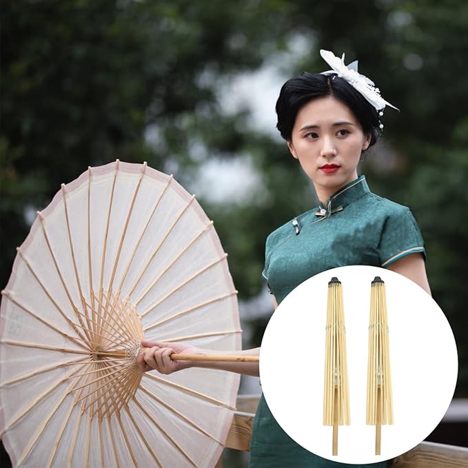 MAGICLULU 2Pcs Creative Oiled Paper Umbrella Stands Skeleton for Paper Umbrella Projects for Home Decoration and Photo Props Craftsmanship with Lines