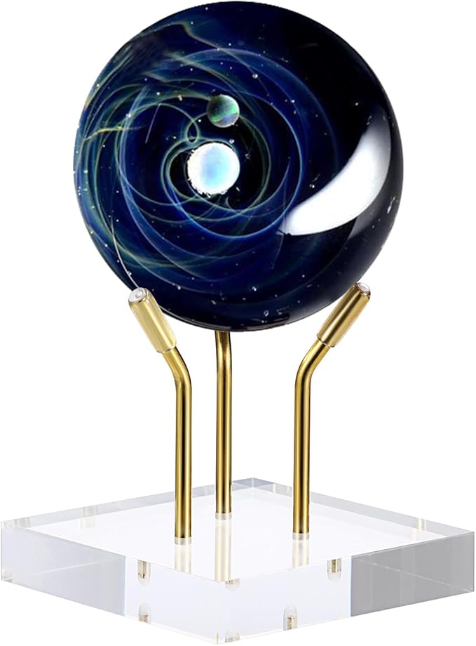 Hipiwe Gold Metal Arm Display Stand Easel with Acrylic Base Decorative Display Easel Holder for Sphere Crystal Ball Eggs Mineral Geodes Rock Seashell, X- Large