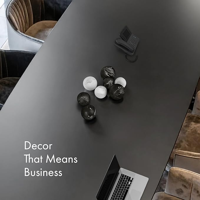 Creative Scents Black & White Small Set of 8 Marble Look Decorative Balls for Bowls – Decorative Orbs Spheres for Coffee Table Centerpiece, Dining Table, Living Room - Modern Bowl Fillers for Home