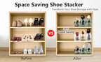 Yes!Fresh Shoe Slots Organizer, Boutique Display Style Shoe Stacker for A Pair of Shoes, Separable Shoe Rack for Closet Organization, 3 Adjustable Narrow Shoe Rack (Clear, 4 Pack)